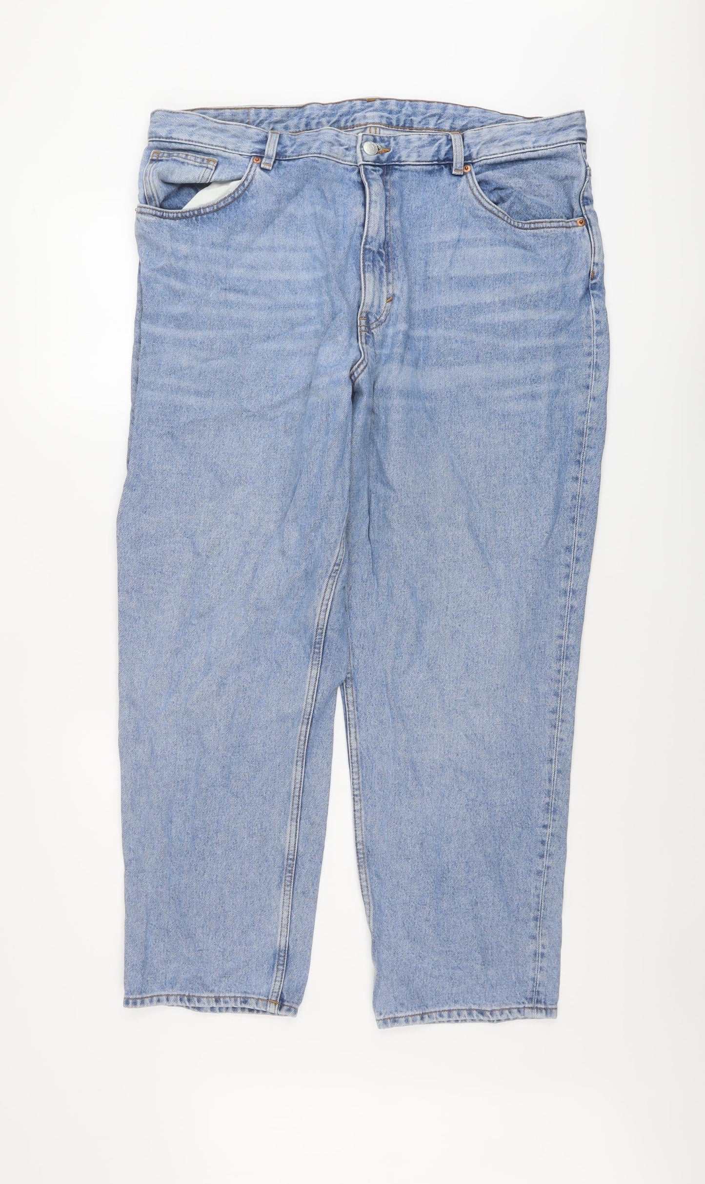 Monki Mens Blue Cotton Straight Jeans Size 36 in L27 in Regular Button