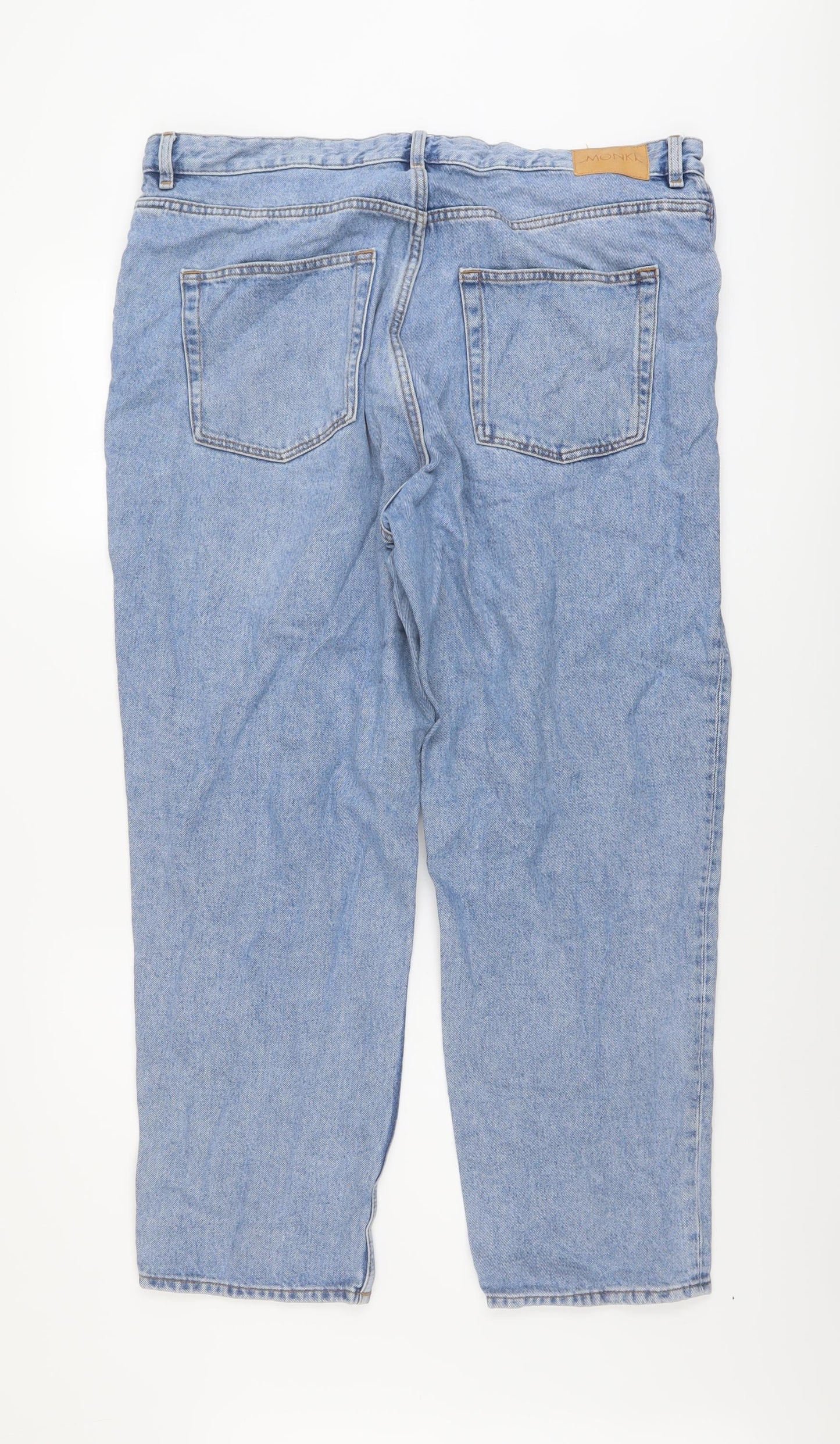 Monki Mens Blue Cotton Straight Jeans Size 36 in L27 in Regular Button