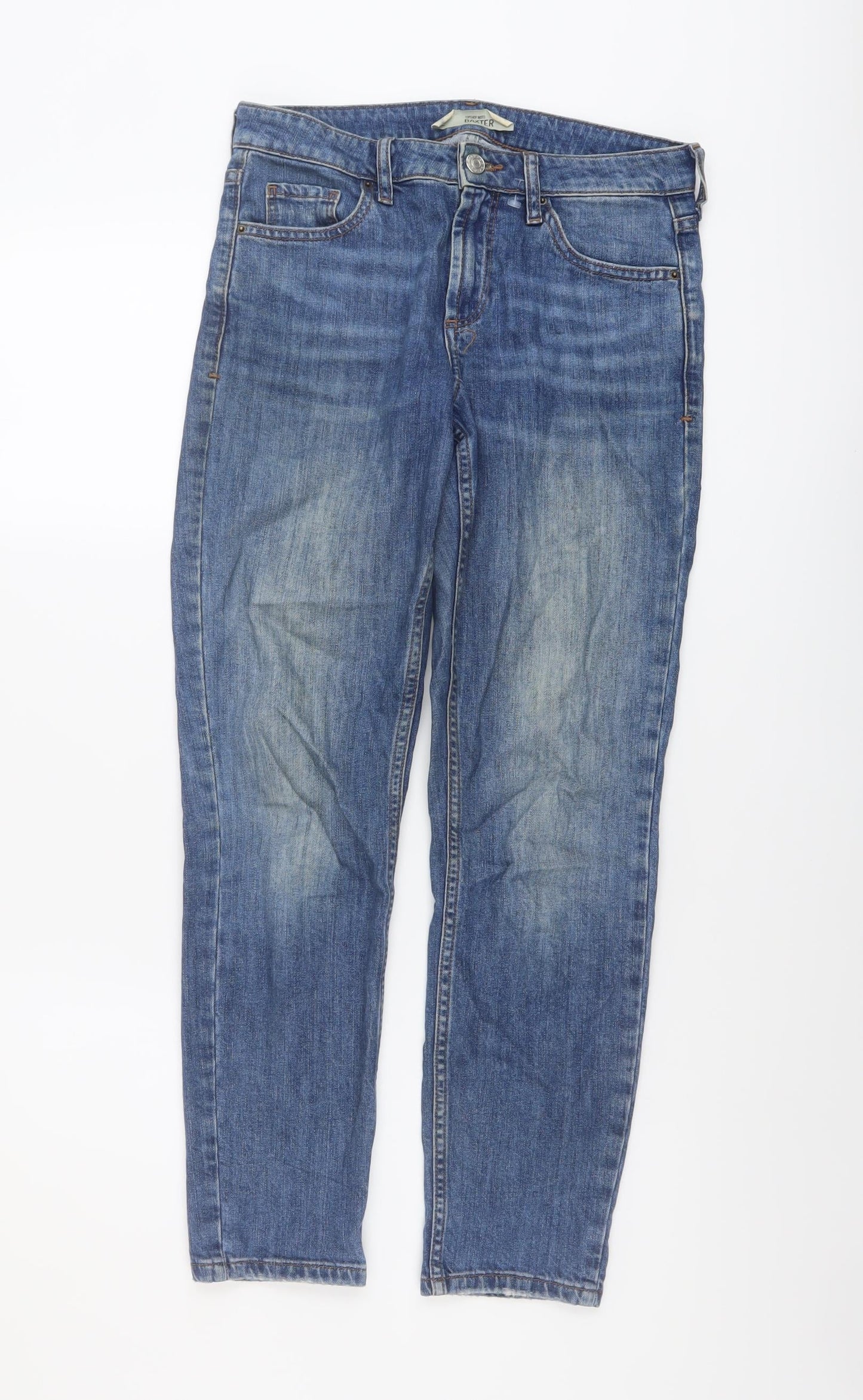 Topshop Womens Blue Cotton Mom Jeans Size 25 in L26 in Regular Button