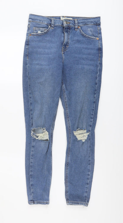 Topshop Womens Blue Cotton Skinny Jeans Size 28 in L25 in Regular Button