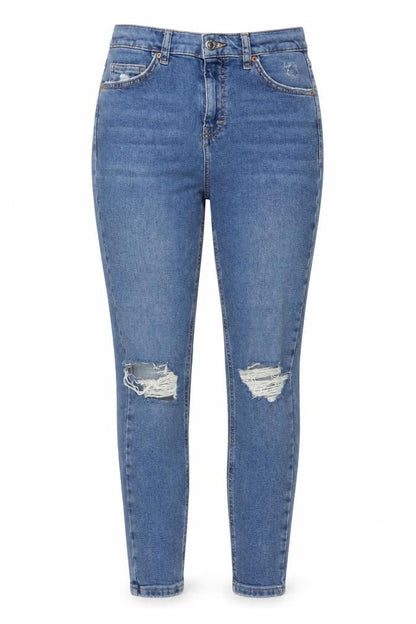 Topshop Womens Blue Cotton Skinny Jeans Size 28 in L25 in Regular Button