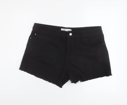 Denim & Co. Womens Black Cotton Cut-Off Shorts Size 18 L4 in Regular Button