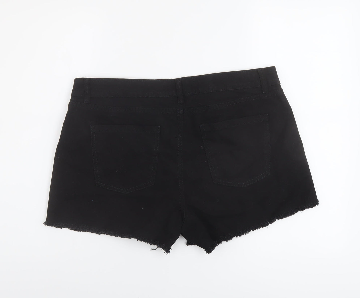 Denim & Co. Womens Black Cotton Cut-Off Shorts Size 18 L4 in Regular Button