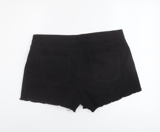Denim & Co. Womens Black Cotton Cut-Off Shorts Size 18 L4 in Regular Button