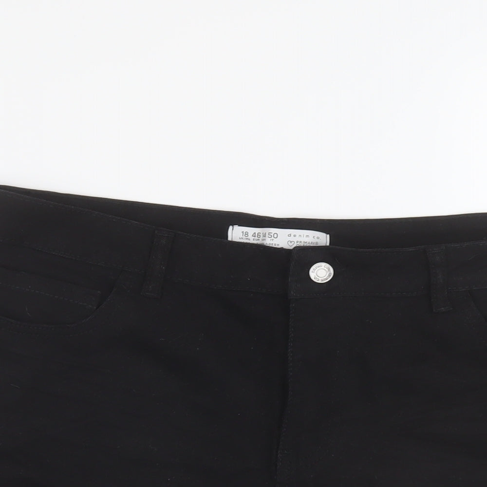 Denim & Co. Womens Black Cotton Cut-Off Shorts Size 18 L4 in Regular Button