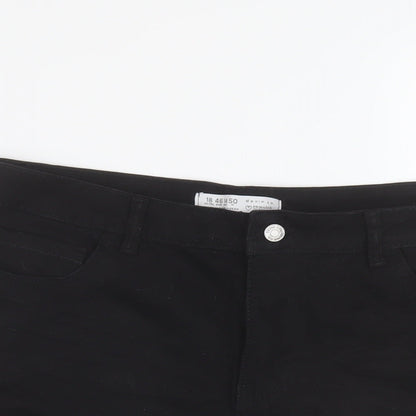 Denim & Co. Womens Black Cotton Cut-Off Shorts Size 18 L4 in Regular Button