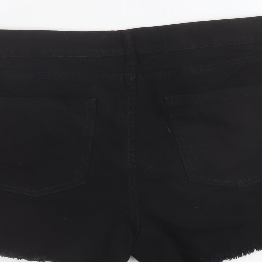 Denim & Co. Womens Black Cotton Cut-Off Shorts Size 18 L4 in Regular Button