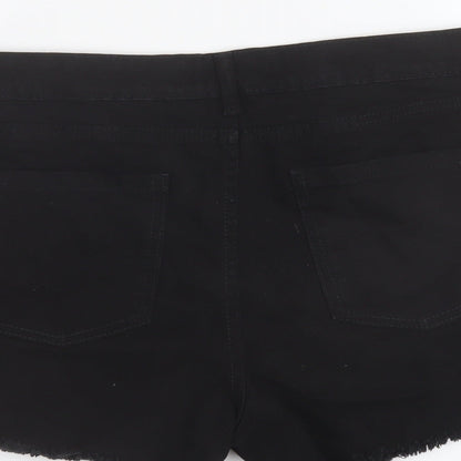 Denim & Co. Womens Black Cotton Cut-Off Shorts Size 18 L4 in Regular Button