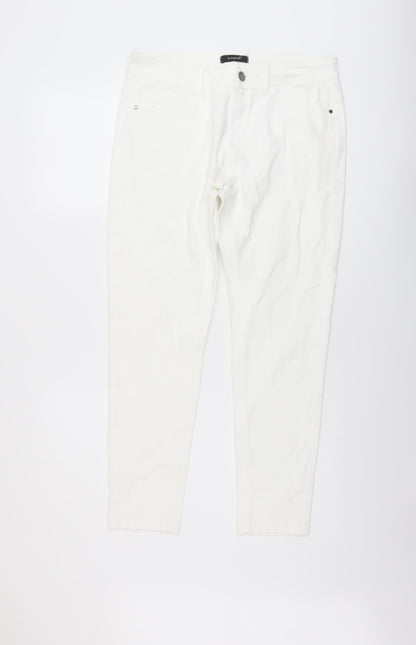 Autograph Womens Ivory Cotton Skinny Jeans Size 12 L27 in Regular Button