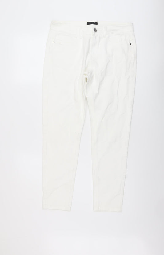 Autograph Womens Ivory Cotton Skinny Jeans Size 12 L27 in Regular Button