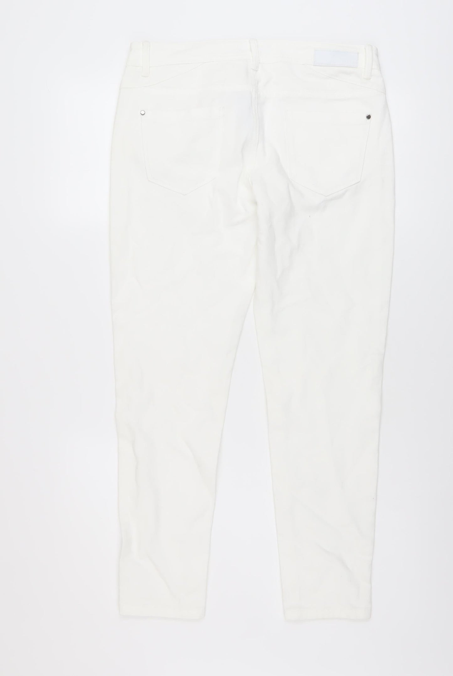 Autograph Womens Ivory Cotton Skinny Jeans Size 12 L27 in Regular Button