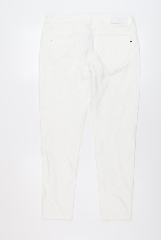 Autograph Womens Ivory Cotton Skinny Jeans Size 12 L27 in Regular Button