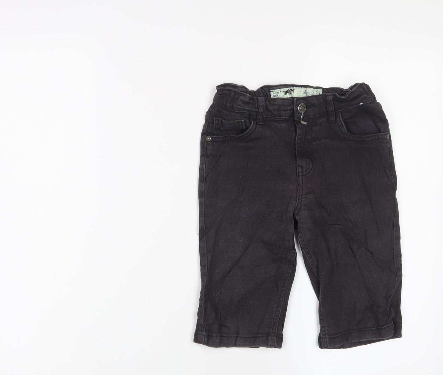 Denim & Co. Boys Black Cotton Bermuda Shorts Size 8-9 Years Regular Zip - Adjustable waist, Pockets