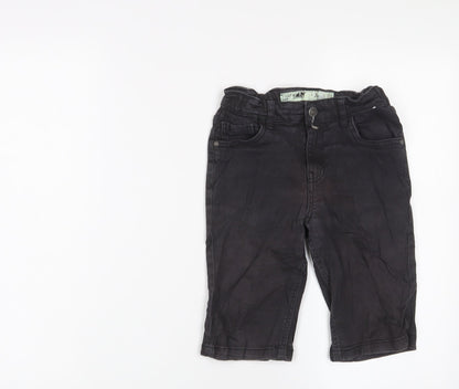 Denim & Co. Boys Black Cotton Bermuda Shorts Size 8-9 Years Regular Zip - Adjustable waist, Pockets
