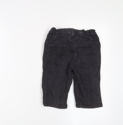 Denim & Co. Boys Black Cotton Bermuda Shorts Size 8-9 Years Regular Zip - Adjustable waist, Pockets