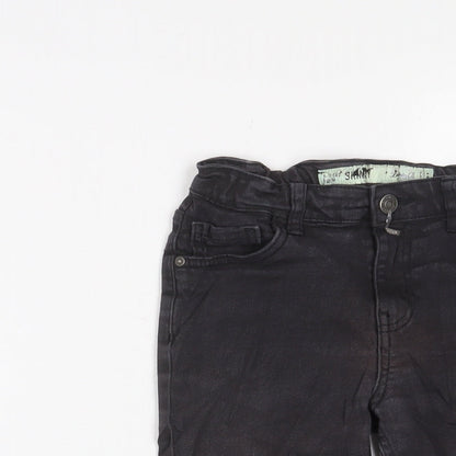 Denim & Co. Boys Black Cotton Bermuda Shorts Size 8-9 Years Regular Zip - Adjustable waist, Pockets