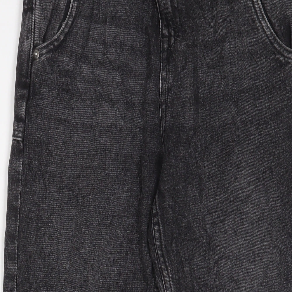 Marks and Spencer Girls Black Cotton Straight Jeans Size 11-12 Years L27 in Regular Zip - Pockets