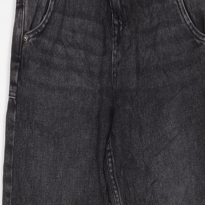 Marks and Spencer Girls Black Cotton Straight Jeans Size 11-12 Years L27 in Regular Zip - Pockets