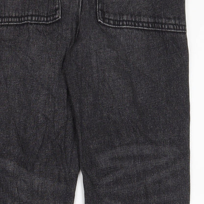 Marks and Spencer Girls Black Cotton Straight Jeans Size 11-12 Years L27 in Regular Zip - Pockets