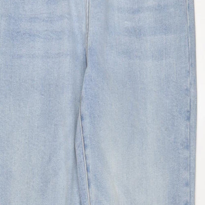 Denim & Co. Womens Blue Cotton Straight Jeans Size 8 L28 in Regular Zip - Pockets