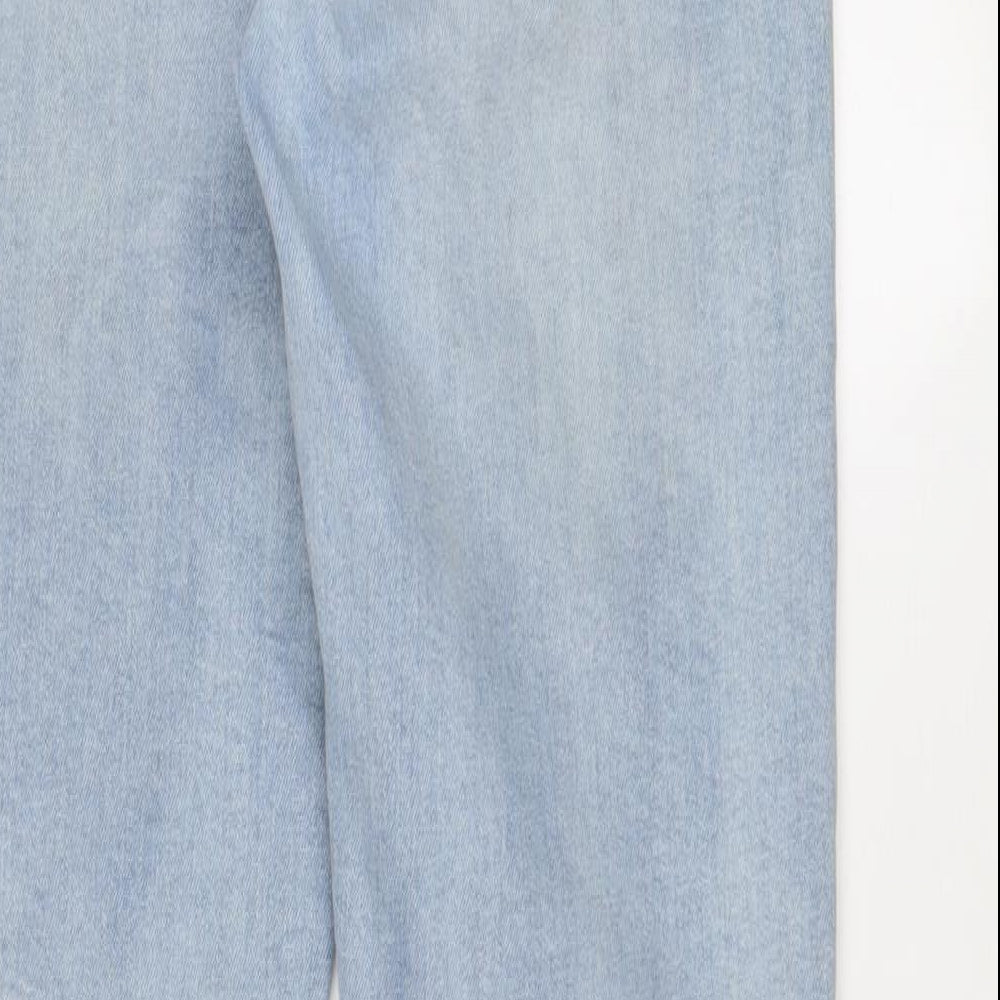 Denim & Co. Womens Blue Cotton Straight Jeans Size 8 L28 in Regular Zip - Pockets