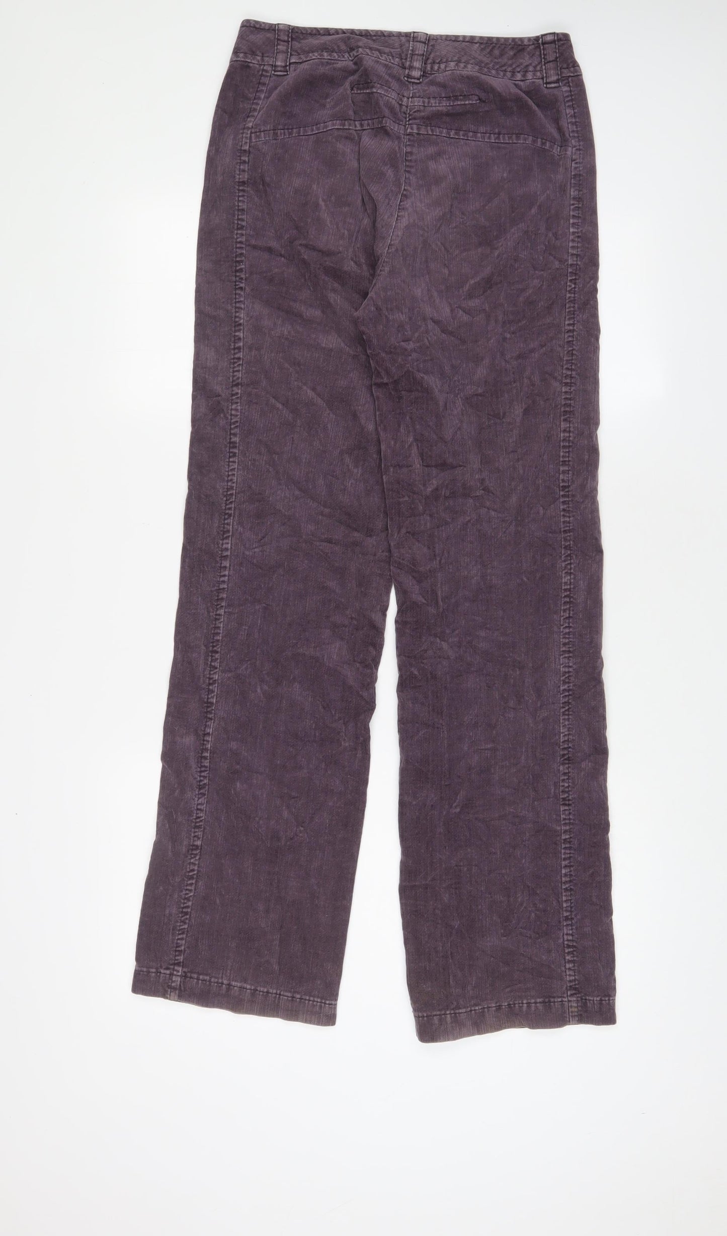 GINA B Womens Purple Cotton Trousers Size 10 L32 in Regular Zip - Pockets