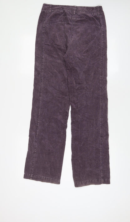 GINA B Womens Purple Cotton Trousers Size 10 L32 in Regular Zip - Pockets