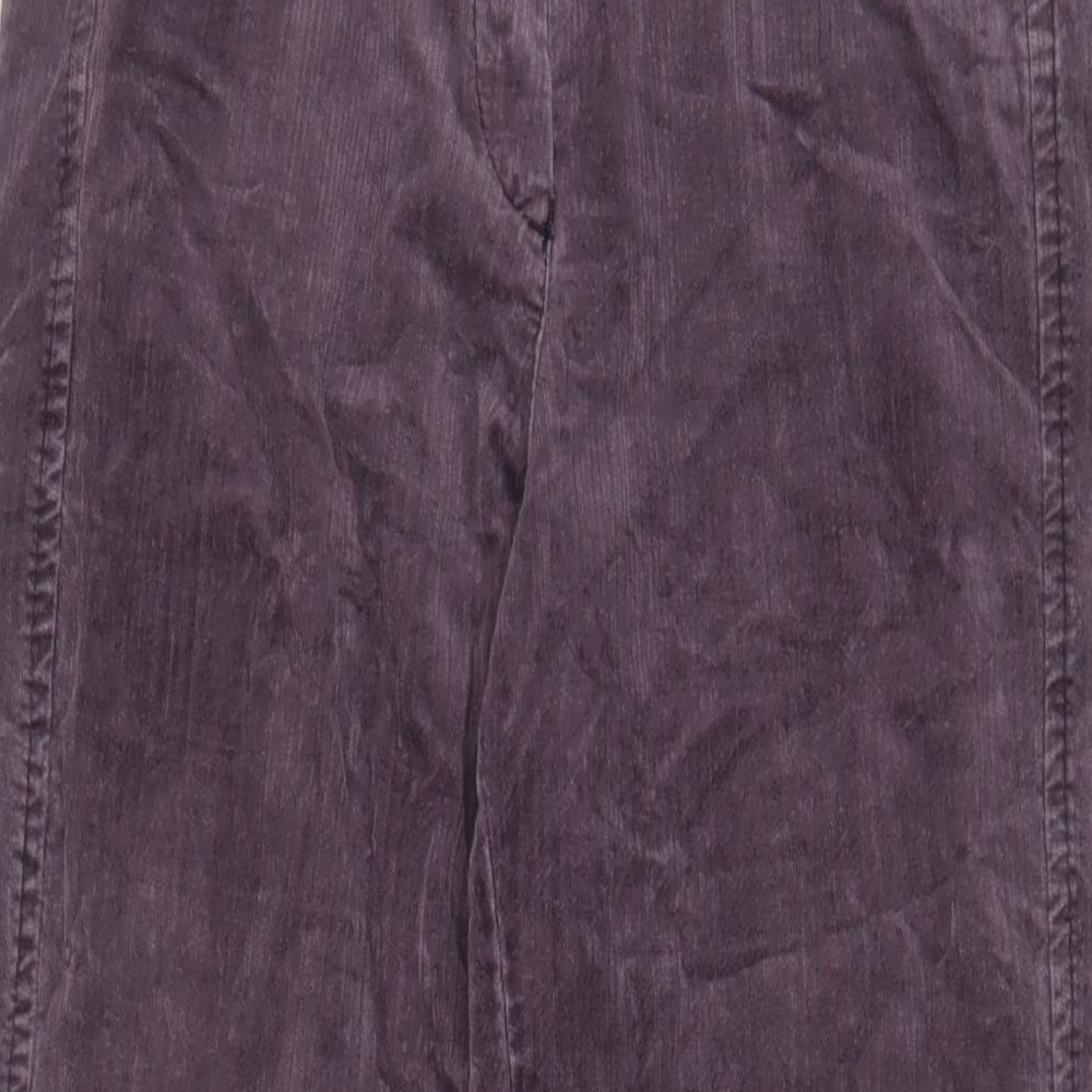 GINA B Womens Purple Cotton Trousers Size 10 L32 in Regular Zip - Pockets
