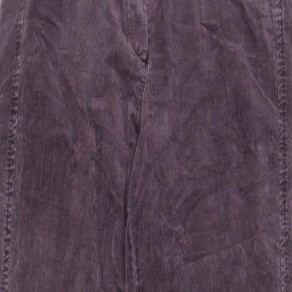 GINA B Womens Purple Cotton Trousers Size 10 L32 in Regular Zip - Pockets