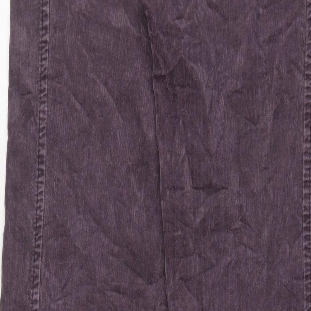 GINA B Womens Purple Cotton Trousers Size 10 L32 in Regular Zip - Pockets