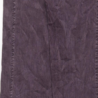 GINA B Womens Purple Cotton Trousers Size 10 L32 in Regular Zip - Pockets