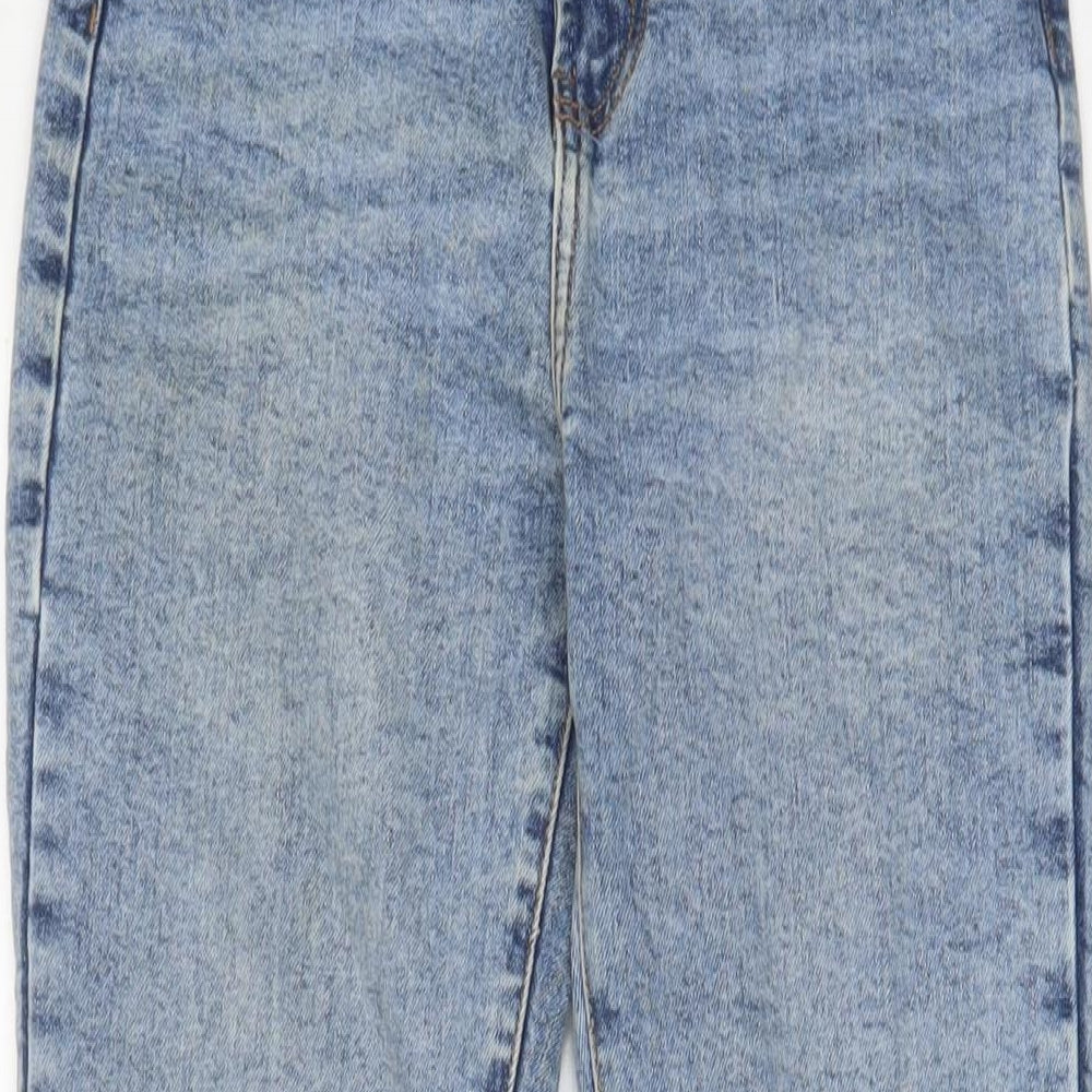 Denim & Co. Womens Blue Cotton Straight Jeans Size 4 L28 in Regular Zip - Pockets