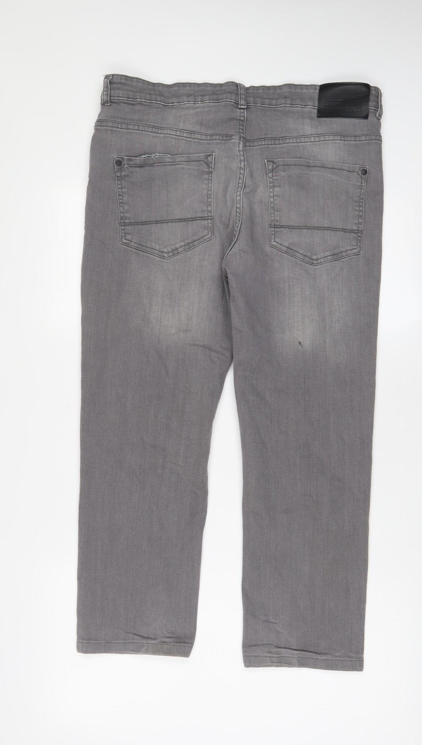 Denim & Supply Mens Grey Cotton Straight Jeans Size 36 in L34 in Slim Zip - Pockets