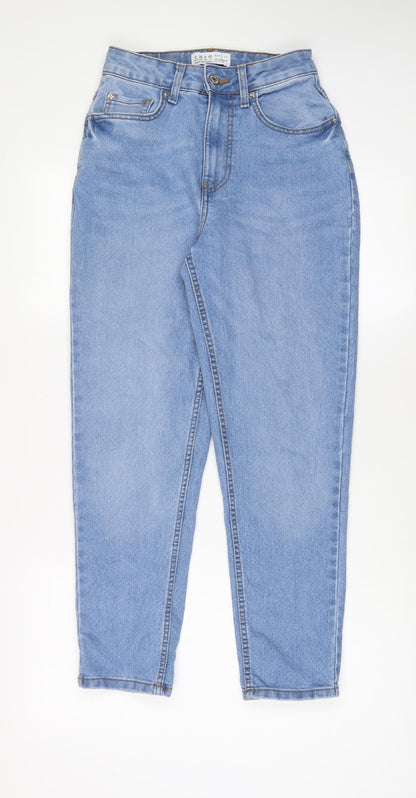 Denim & Co. Womens Blue Cotton Straight Jeans Size 8 L28 in Regular Zip - Pockets
