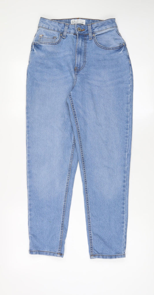 Denim & Co. Womens Blue Cotton Straight Jeans Size 8 L28 in Regular Zip - Pockets