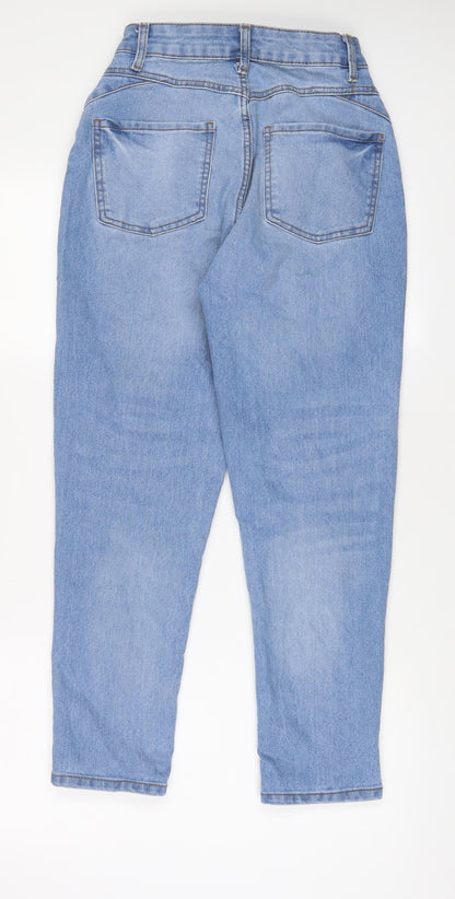 Denim & Co. Womens Blue Cotton Straight Jeans Size 8 L28 in Regular Zip - Pockets