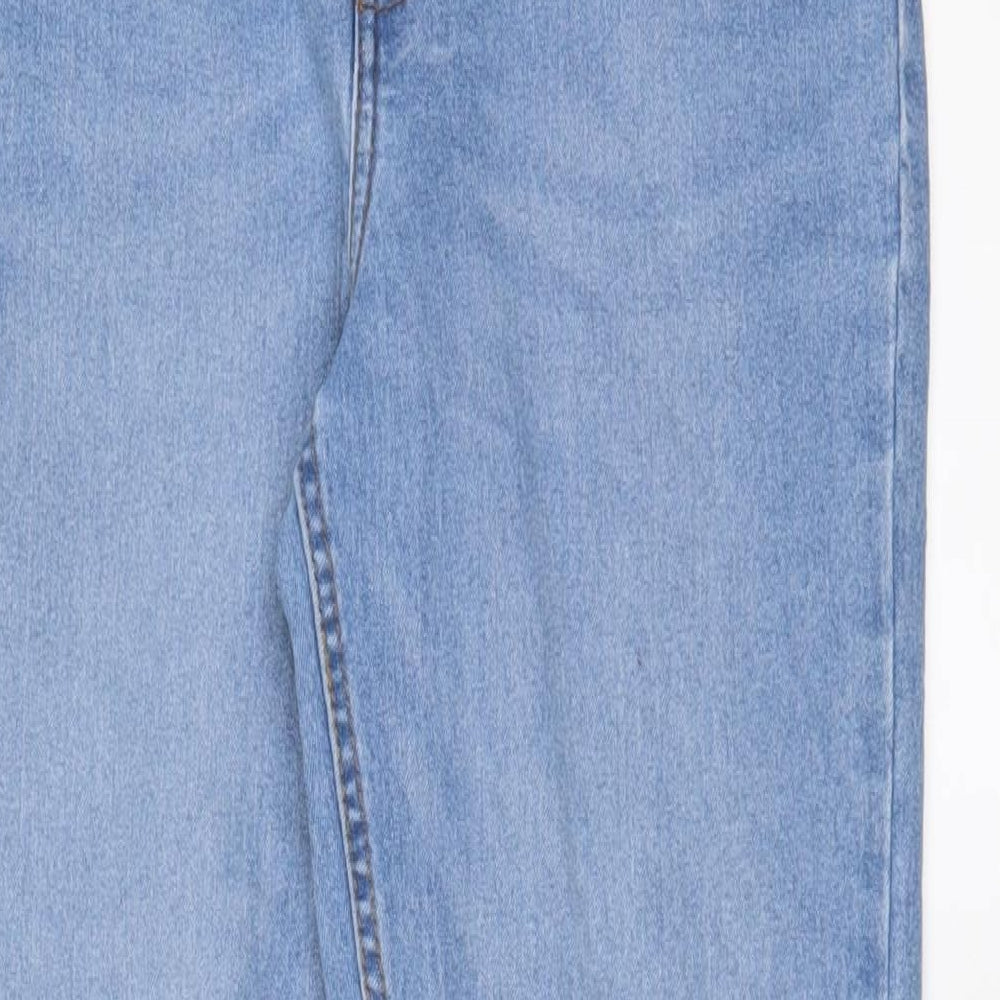 Denim & Co. Womens Blue Cotton Straight Jeans Size 8 L28 in Regular Zip - Pockets