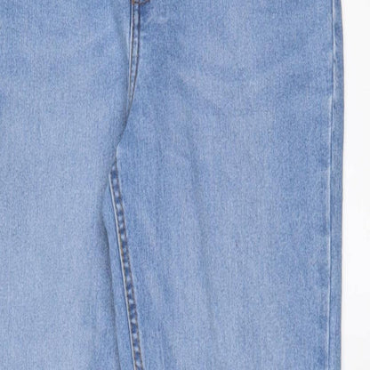 Denim & Co. Womens Blue Cotton Straight Jeans Size 8 L28 in Regular Zip - Pockets