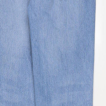 Denim & Co. Womens Blue Cotton Straight Jeans Size 8 L28 in Regular Zip - Pockets