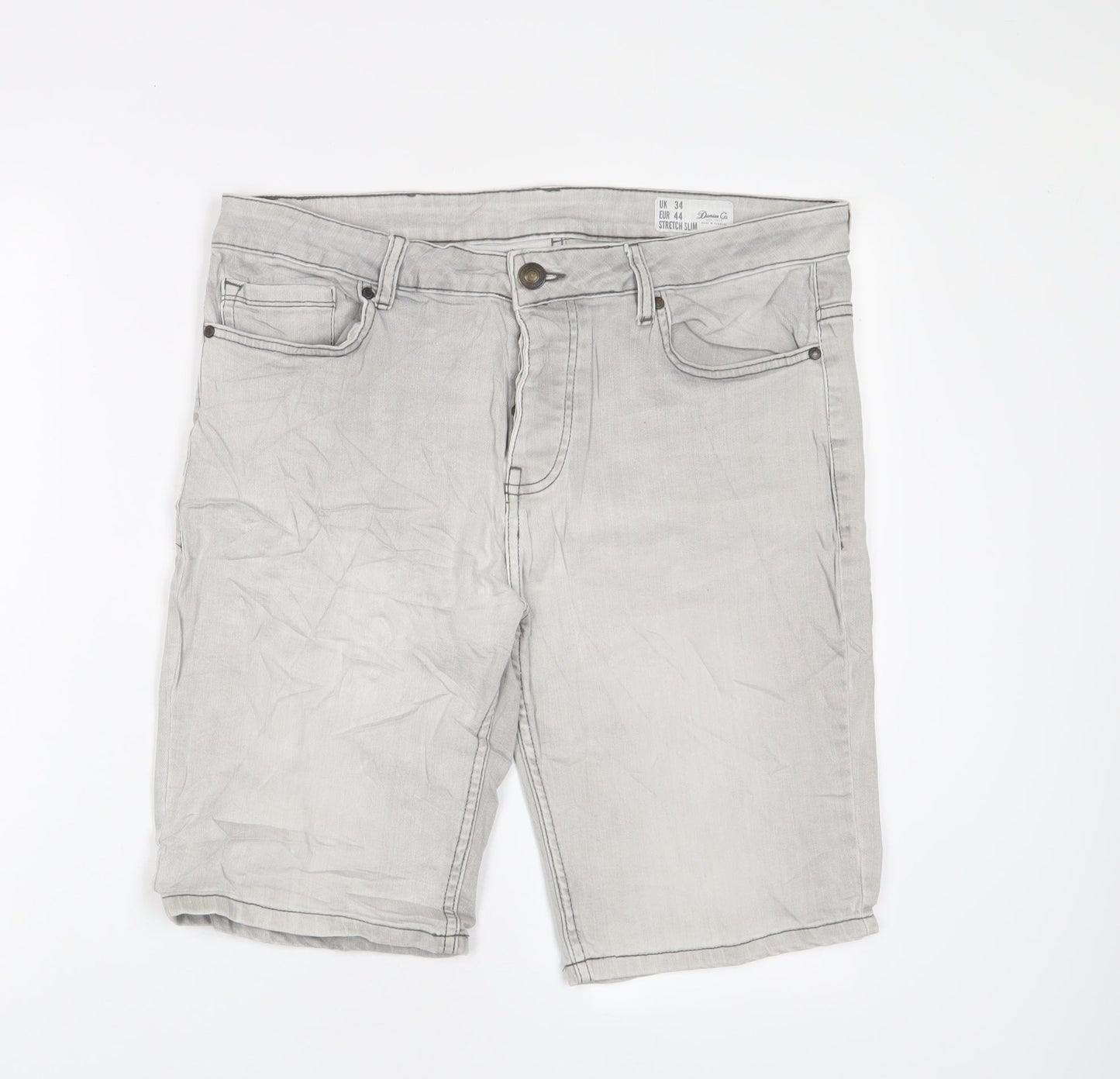 Denim & Co. Mens Grey Cotton Bermuda Shorts Size 34 in L11 in Regular Button - Pockets