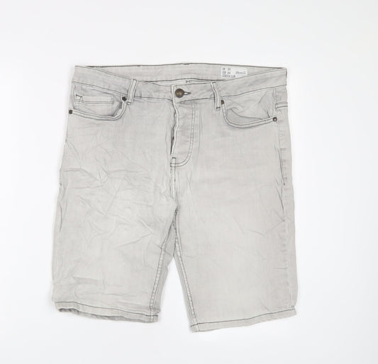 Denim & Co. Mens Grey Cotton Bermuda Shorts Size 34 in L11 in Regular Button - Pockets