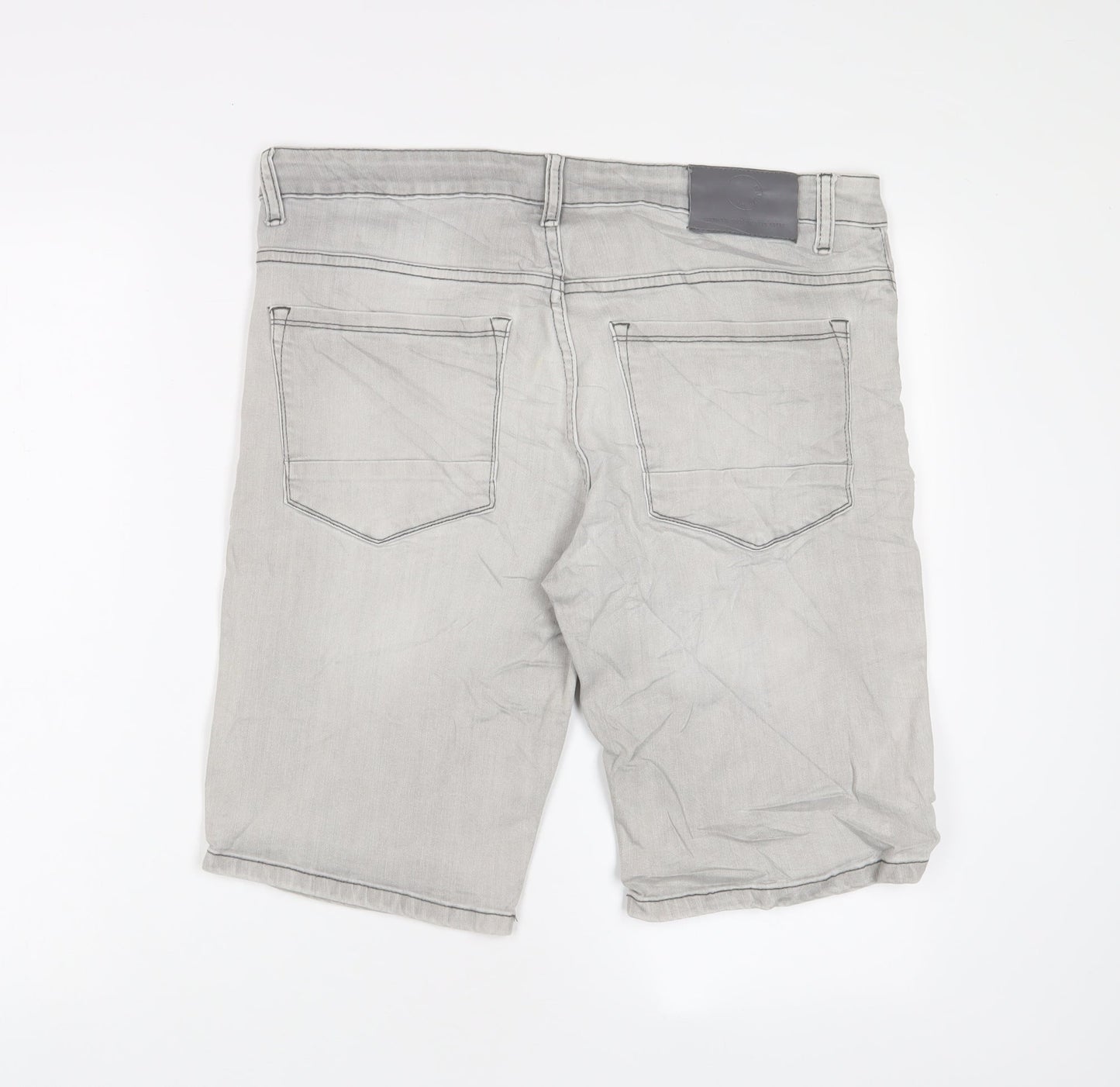 Denim & Co. Mens Grey Cotton Bermuda Shorts Size 34 in L11 in Regular Button - Pockets