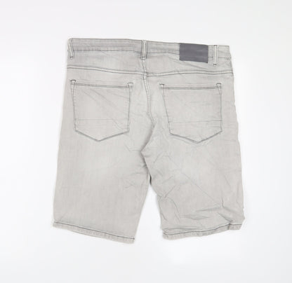 Denim & Co. Mens Grey Cotton Bermuda Shorts Size 34 in L11 in Regular Button - Pockets