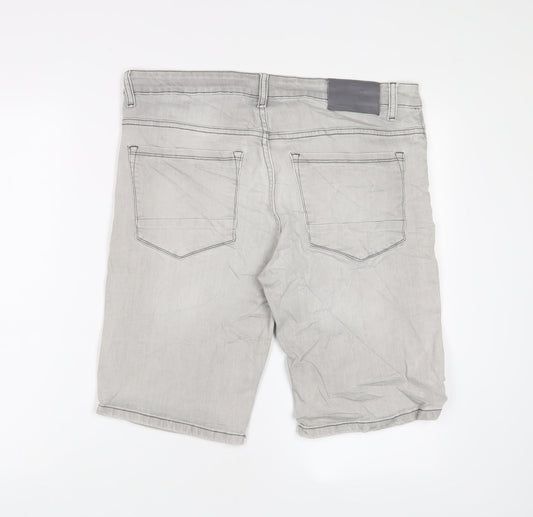 Denim & Co. Mens Grey Cotton Bermuda Shorts Size 34 in L11 in Regular Button - Pockets