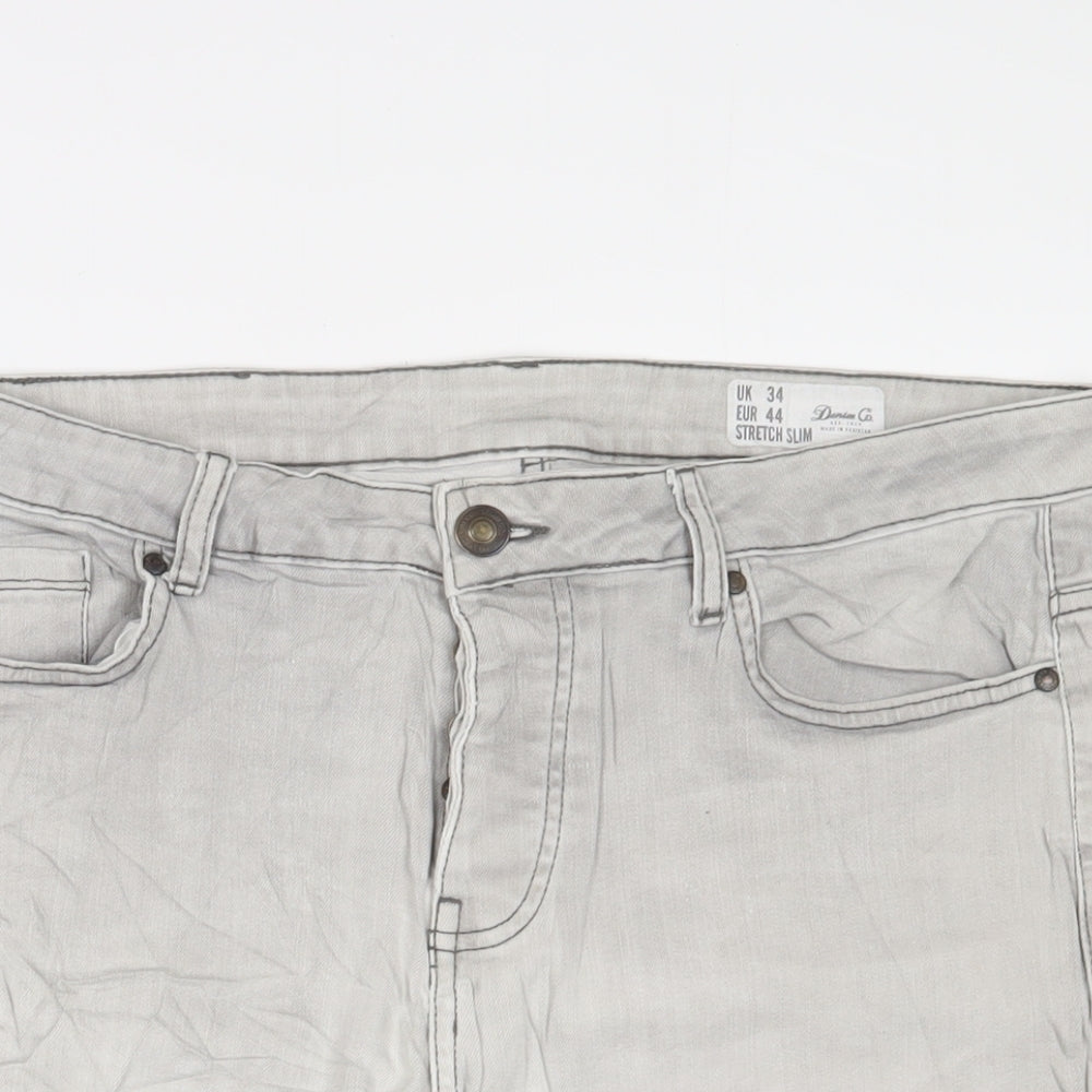 Denim & Co. Mens Grey Cotton Bermuda Shorts Size 34 in L11 in Regular Button - Pockets