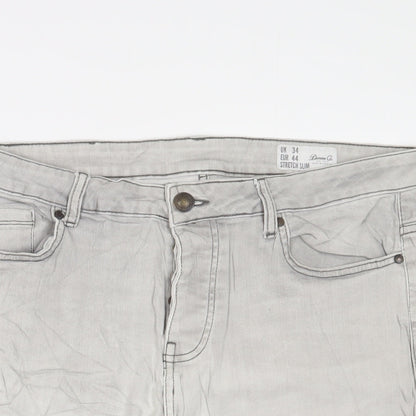 Denim & Co. Mens Grey Cotton Bermuda Shorts Size 34 in L11 in Regular Button - Pockets