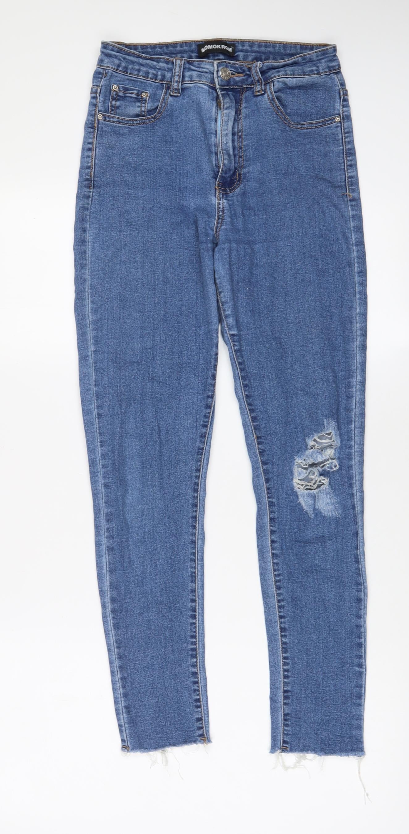 Womens UK Size 8 MOMOKROM Regular Fit Skinny Blue Jeans