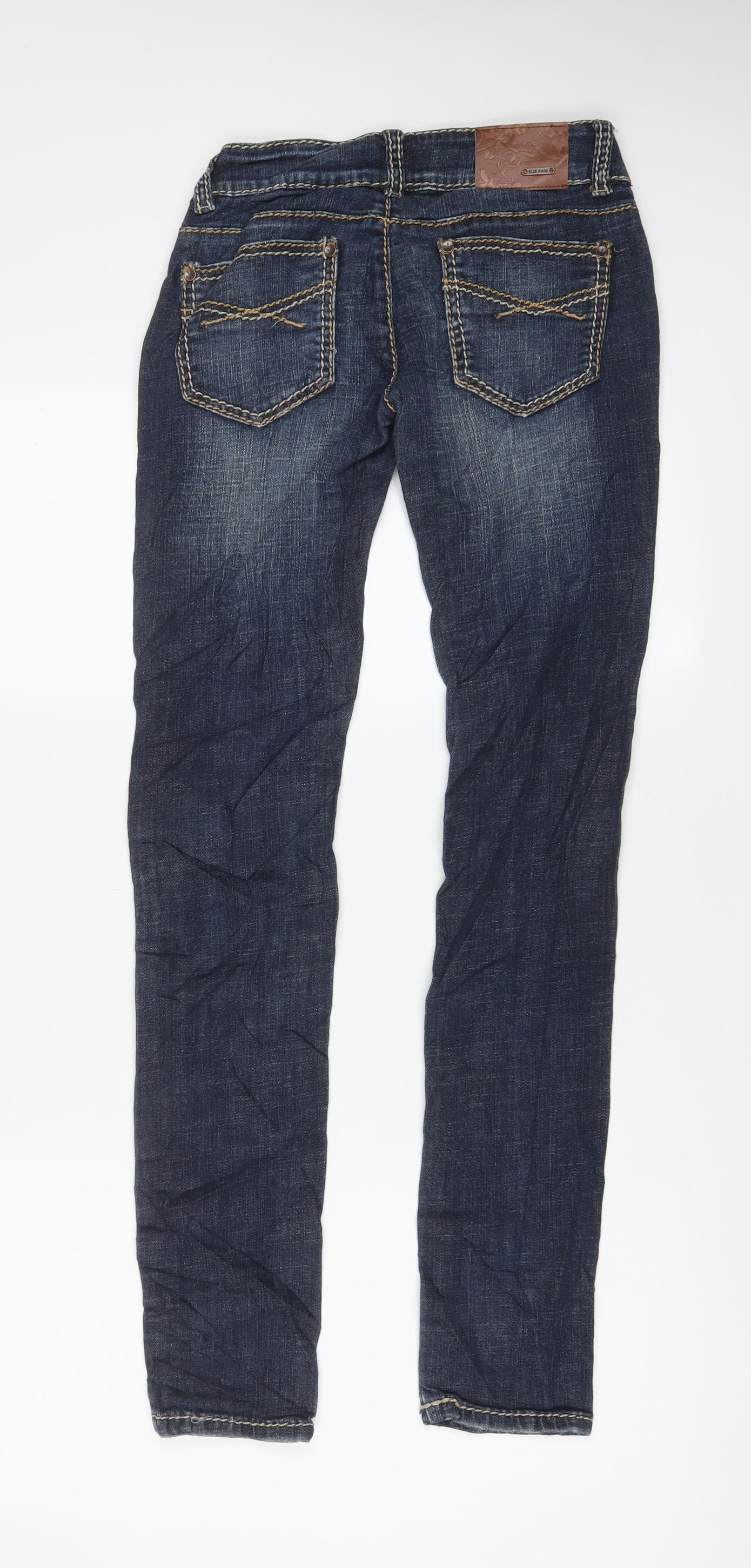 Womens UK Size 26 in Blue Rags Regular Fit Skinny Blue Jeans