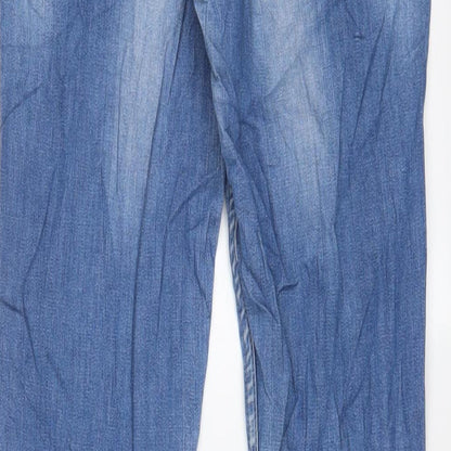 Oasis Womens Blue Cotton Skinny Jeans Size 10 L32 in Regular Zip - Embroidered, Jewels