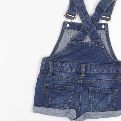 Denim & Co. Girls Blue Cotton Dungaree One-Piece Size 2 Years Button - 1.5-2 Years
